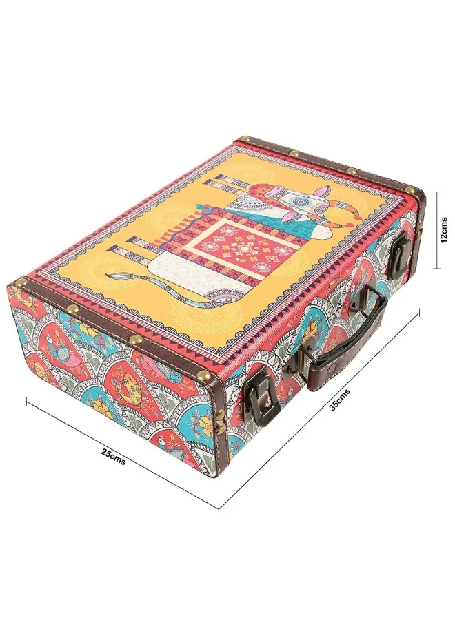 Chumbak Ornate Cows Suitcase - Yellow