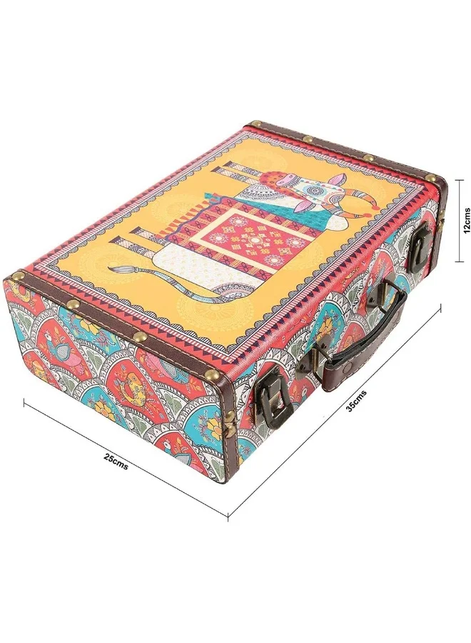 Chumbak Ornate Cows Suitcase - Yellow