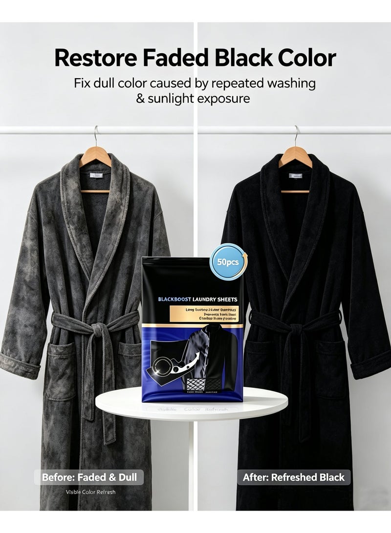 دكتور بيكمان Black & Fibre Refresh 3 في 1: يعتني بالألياف، يُعيد حيوية اللون الأسود، ويحمي من البهتان. صبغة ملابس (أوراق لتجديد سواد الملابس في الغسالة) - 50 ورقة. - Image 3