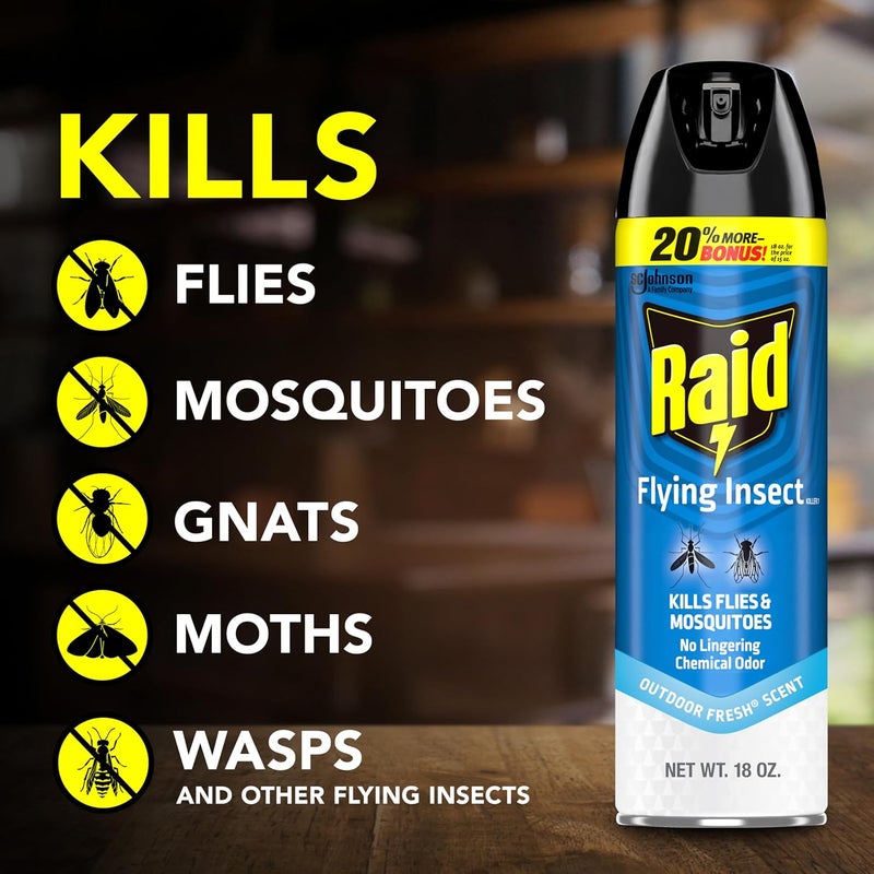 Raid Flying Insect Killer 7, Insecticide Spray with Outdoor Fresh Scent, 18 fl oz - Image 2