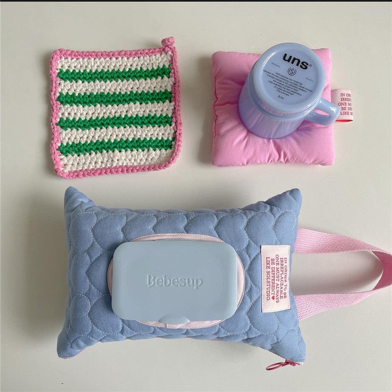Korean Ins Macaron Series Wet Tissue Cover Convenient Removable Flip-Top Tissue Box Baby Stroller Tissue Hanging Bag - Image 2