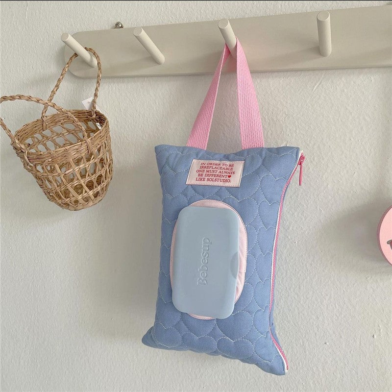 Korean Ins Macaron Series Wet Tissue Cover Convenient Removable Flip-Top Tissue Box Baby Stroller Tissue Hanging Bag - Image 5
