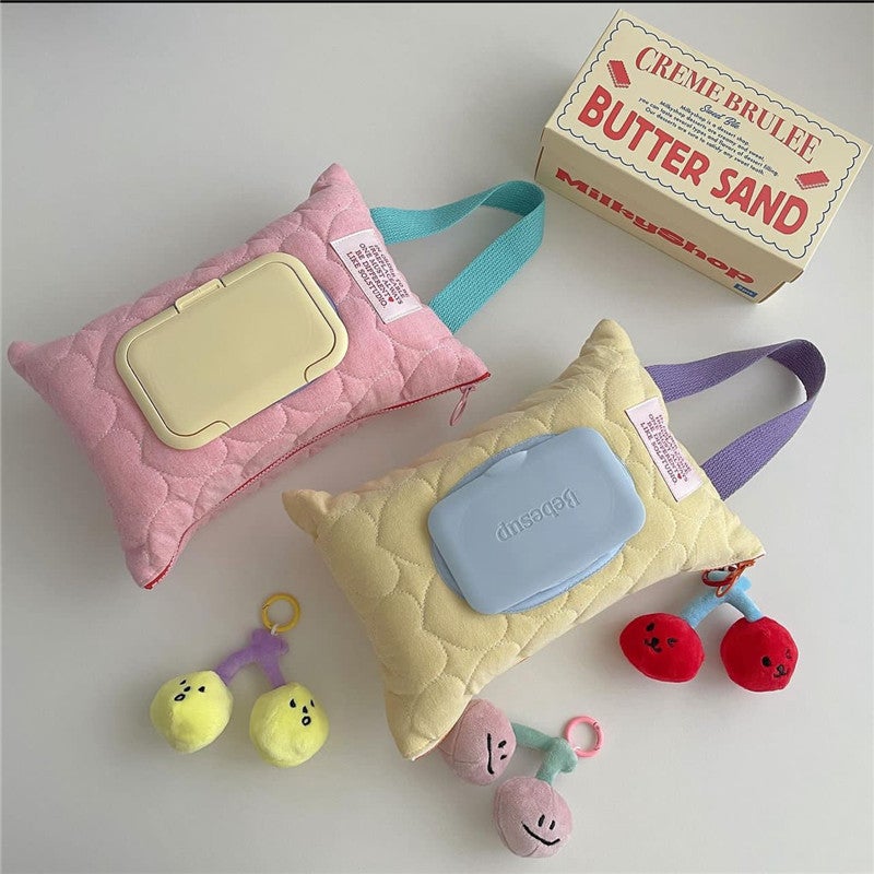 Korean Ins Macaron Series Wet Tissue Cover Convenient Removable Flip-Top Tissue Box Baby Stroller Tissue Hanging Bag - Image 3