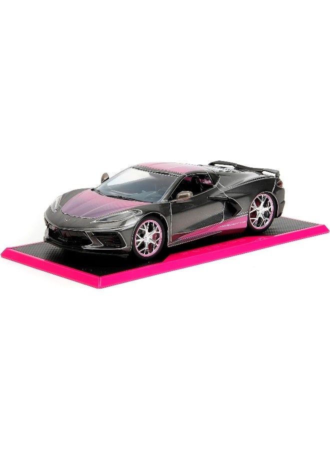 JADA Pink Slips 2020 Chevrolet Corvette Stingray Die-Cast Car (1:24, Black/Pink) - Image 1