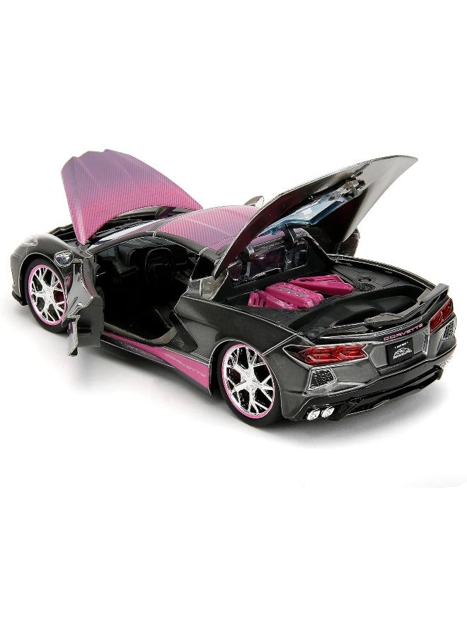 JADA Pink Slips 2020 Chevrolet Corvette Stingray Die-Cast Car (1:24, Black/Pink) - Image 2