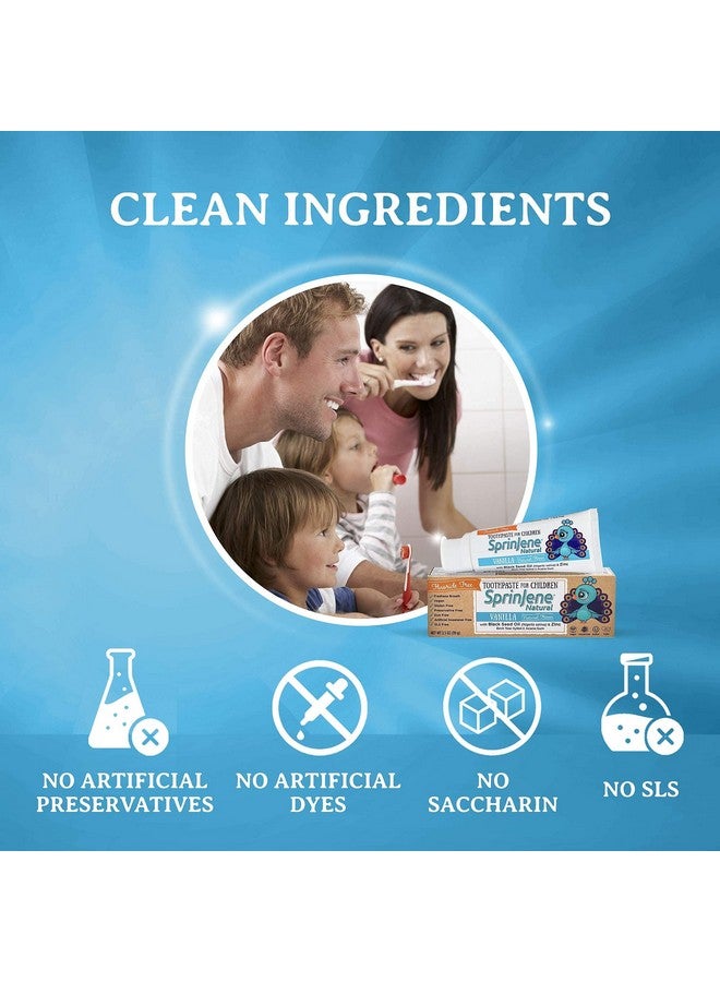 سبرين جين معجون أسنان سبرينجين الطبيعي للأطفال، بنكهة الفانيليا | معجون أسنان طبيعي للأطفال | معجون أسنان خالٍ من الفلورايد للأطفال الصغار | عبوة من قطعتين - Image 2