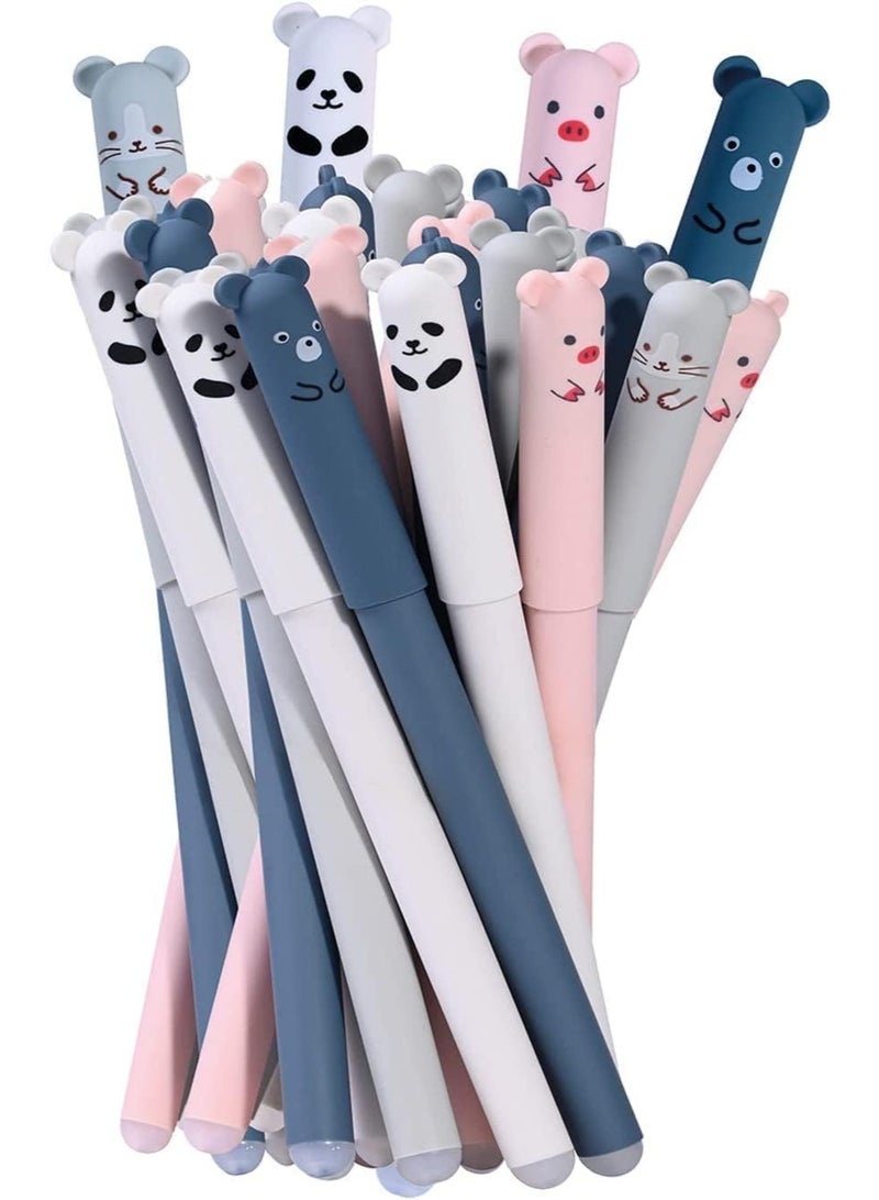 12 Pack Cute Cartoon Animal Rollerball Gel Ink Pens, 0.4mm Erasable Gel Pens, Refillable Pens for Adult Writing Kids Calligraphy Note Taking (12 Black Ink) - Image 1