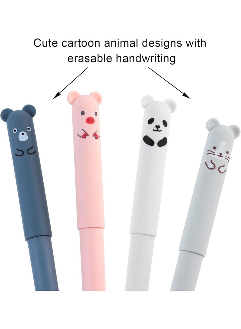 12 Pack Cute Cartoon Animal Rollerball Gel Ink Pens, 0.4mm Erasable Gel Pens, Refillable Pens for Adult Writing Kids Calligraphy Note Taking (12 Black Ink) - Image 3