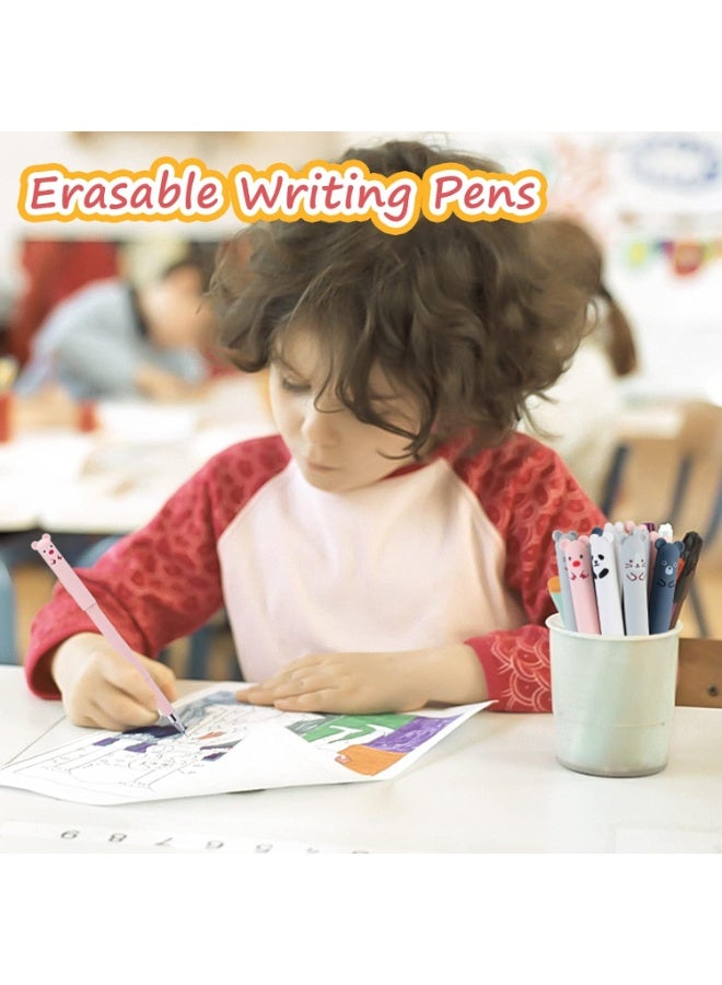 12 Pack Cute Cartoon Animal Rollerball Gel Ink Pens, 0.4mm Erasable Gel Pens, Refillable Pens for Adult Writing Kids Calligraphy Note Taking (12 Black Ink) - Image 5