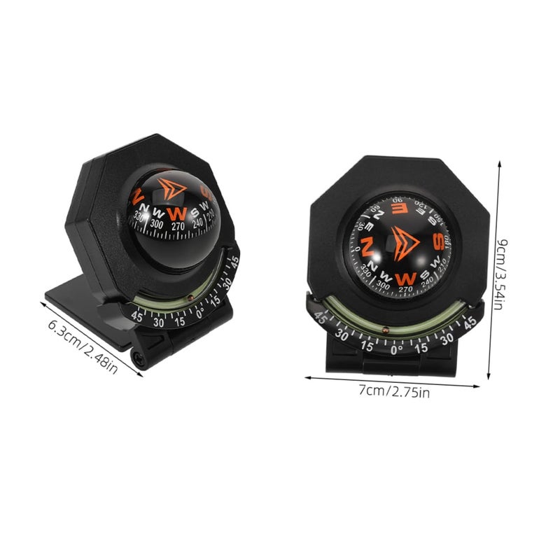 2Pcs Car Boat Dashboard Mount Auto Compass with Inclinometer Accurate Direction Display for Travel Safety - Image 3