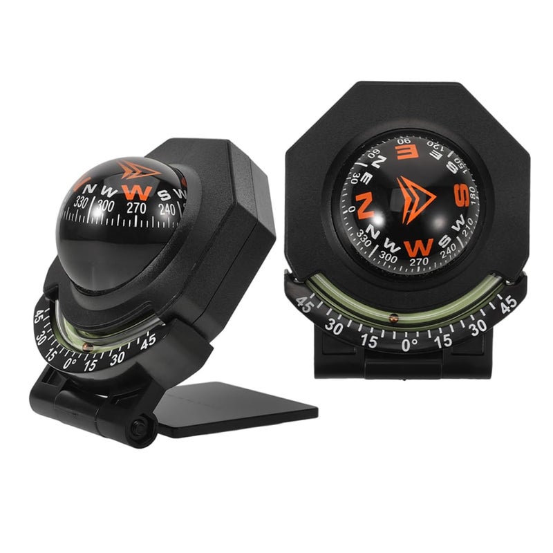 2Pcs Car Boat Dashboard Mount Auto Compass with Inclinometer Accurate Direction Display for Travel Safety - Image 2