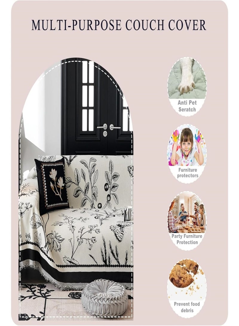 VarietyVoyageD 180*180 Double Sided Chenille Sofa Cover, Stylish Sofa Cover, Chenille Furniture Sofa Cover Towel, Four Seasons Chenille Sofa Cover Available Both Sides - Image 4