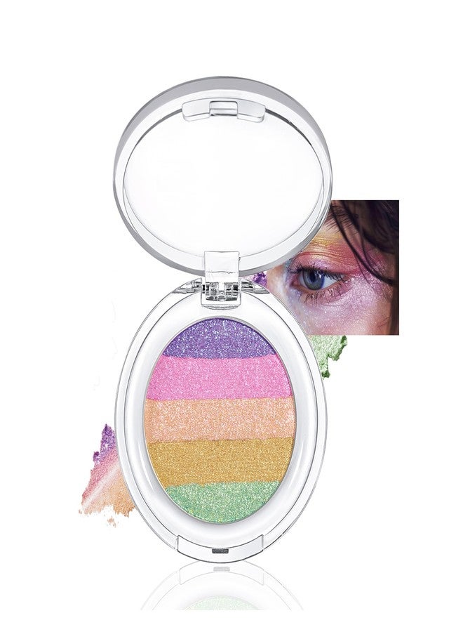 Easilydays Glitter Pink Purple Holographic Eyeshadow Palette, Sparkling Chameleon Multichrome Face Highlighter Color Shifting Shimmer Metallic Eye shadow Brightener for Women Halloween Makeup, 02 - Image 1