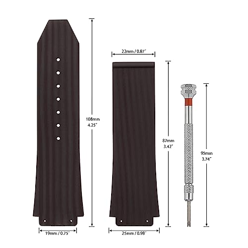 SANDEIN 25mm Watch Band Compatible with 25x19x22mm Soft Silicone Rubber Replacement Watch Straps - Image 5