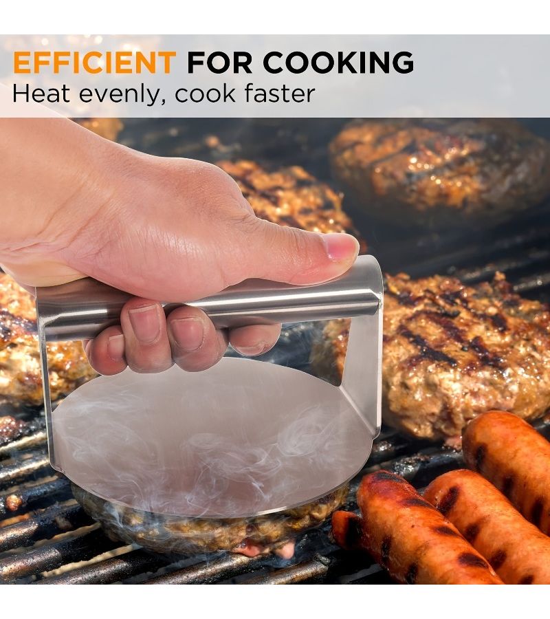 Cake Press Stainless Steel Hamburger Patty Maker With Heat Resistant Handle Manual Burger Tool For Grill Frying Homemade - Image 4