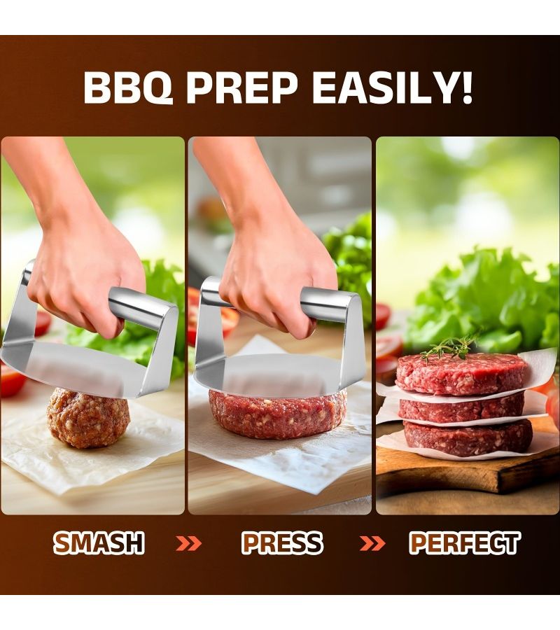 Cake Press Stainless Steel Hamburger Patty Maker With Heat Resistant Handle Manual Burger Tool For Grill Frying Homemade - Image 5