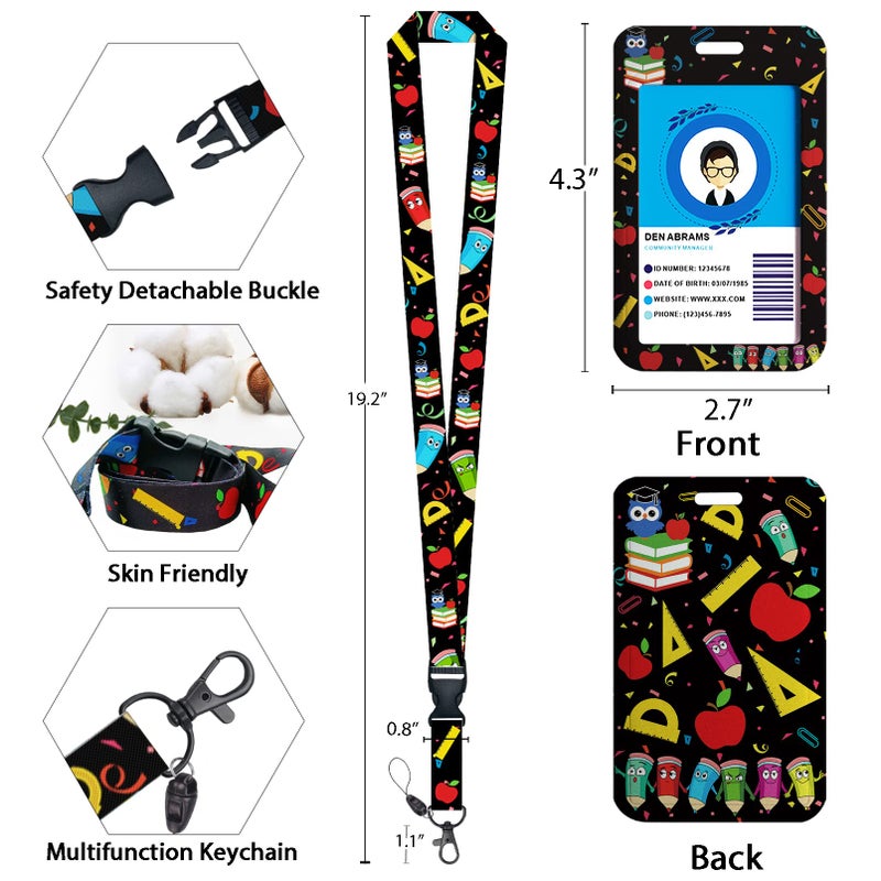 GIANCOMICS Cute Teacher Lanyards for Id Badges and Keys, Retractable ID Badge Holder with Detachable Lanyard, Fashionable Badge Reel Heavy Duty with Carabiner Clip, Nurse Teacher Office Gifts - Image 4
