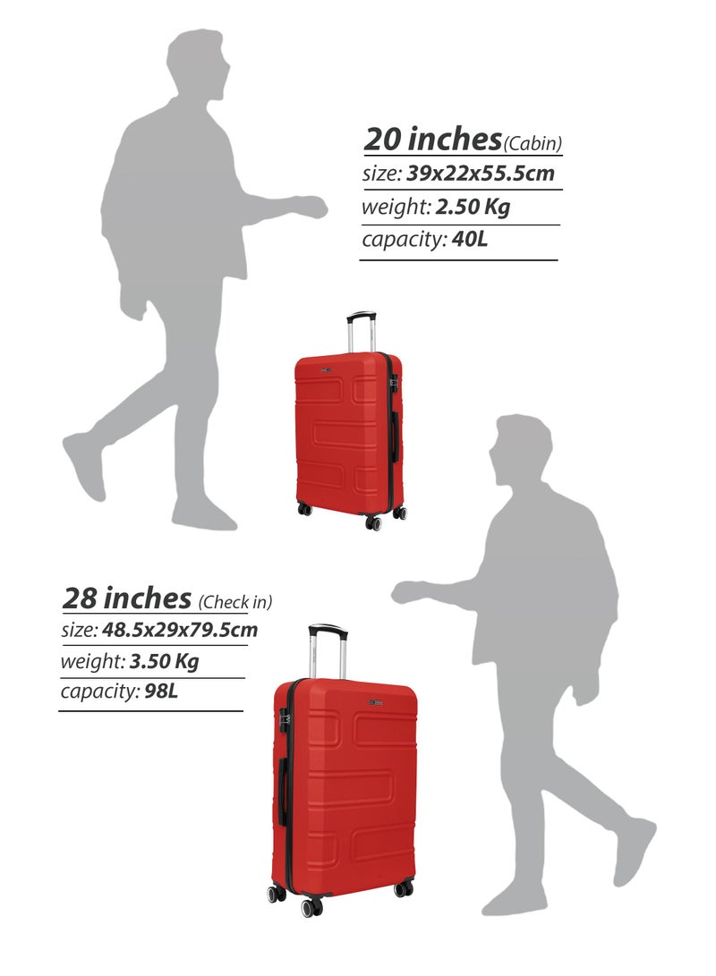 PARAJOHN Cabin Size Lightweight ABS Hardside Spinner Luggage Trolley -20 Inch | Carrying 10KG 8 Wheel Hardshell Suitcase-Red - Image 4