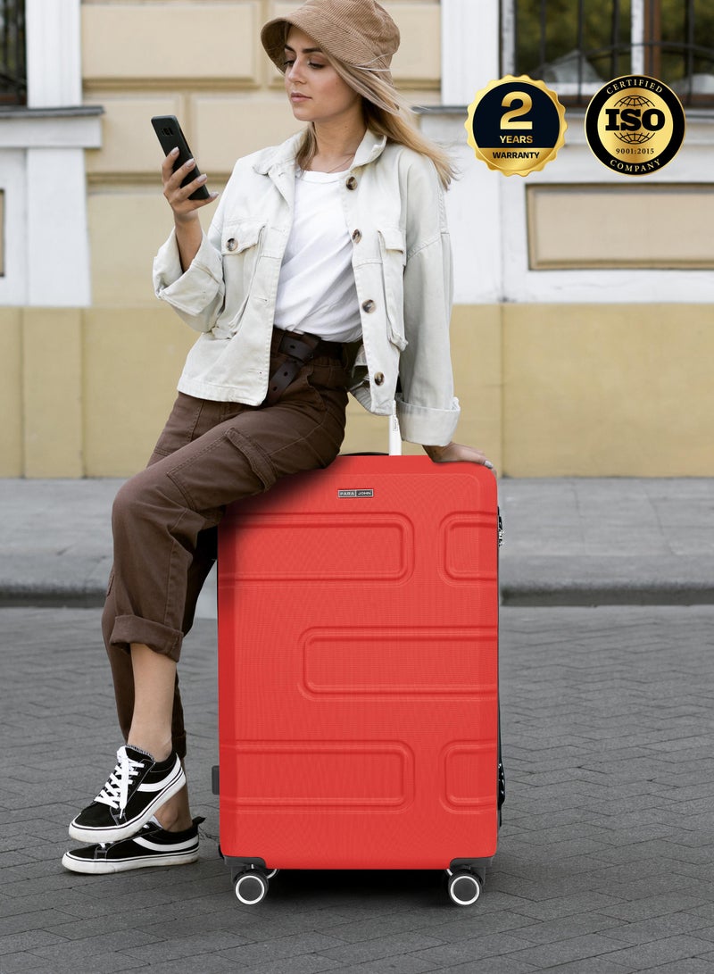 PARAJOHN Cabin Size Lightweight ABS Hardside Spinner Luggage Trolley -20 Inch | Carrying 10KG 8 Wheel Hardshell Suitcase-Red - Image 5