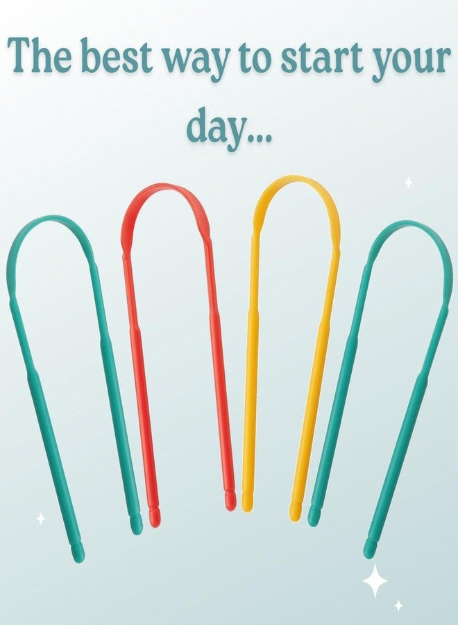 MAXI U Shaped Plastic Tongue Cleaner - Tongue Scraper for Bad Breath Removal, Fresh Breath, Firm Scraper for Kids and Adults, Multicolor Oral Hygiene Tool Pack of 4 - Image 2