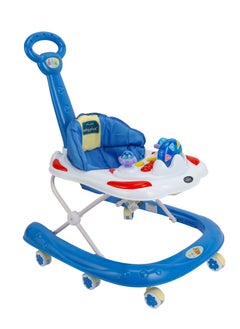 BABY PLUS Foldable Baby Walker | Portable Toddler Walker with Soft Cushion Seat and Comfortable Backrest | Lightweight and Adjustable Baby Walking Assistant – BLUE  - Image 1