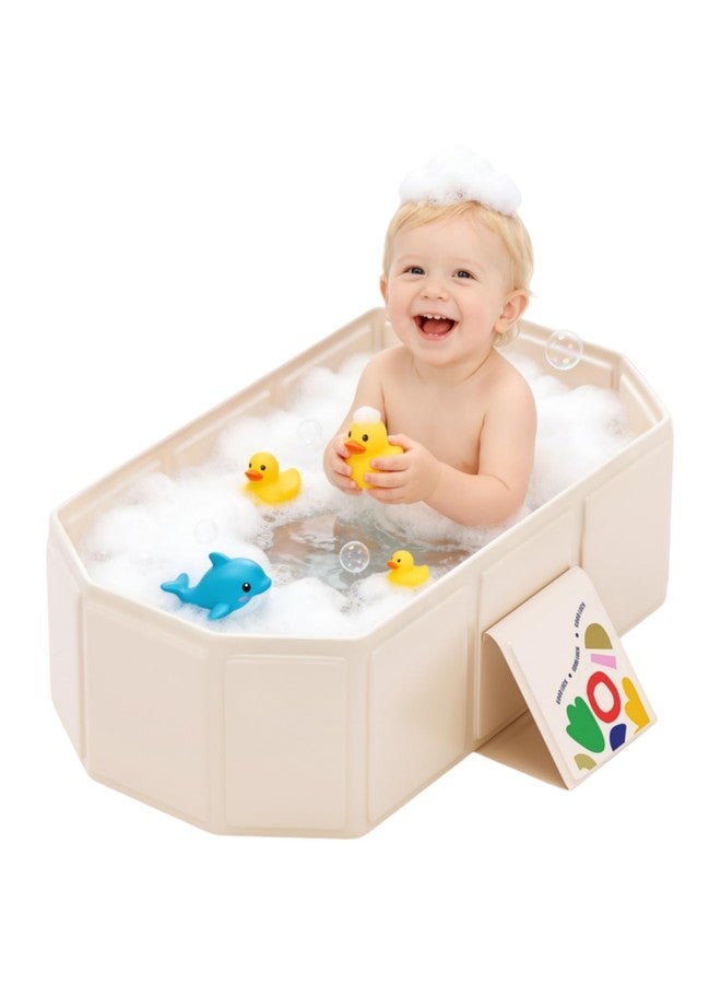 IcyByte Foldable Kids Bathtub, Portable Baby Bathtub for Newborns to Toddlers, Collapsible Toddler Bath Tub for Shower & Travel, Infant Bath Tub with Non-Slip Base, Space Saving, White - Image 1