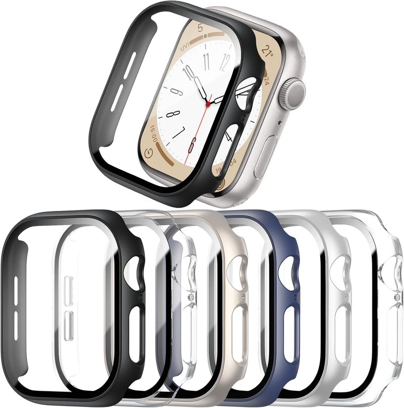 Commuter 6 Pack Case with Tempered Glass Screen Protector for Apple Watch 10 (2024) Series X 42mm,Slim Guard Bumper Full Coverage Hard PC Protective Cover HD Ultra-Thin Cover for iWatch 42mm - Image 1