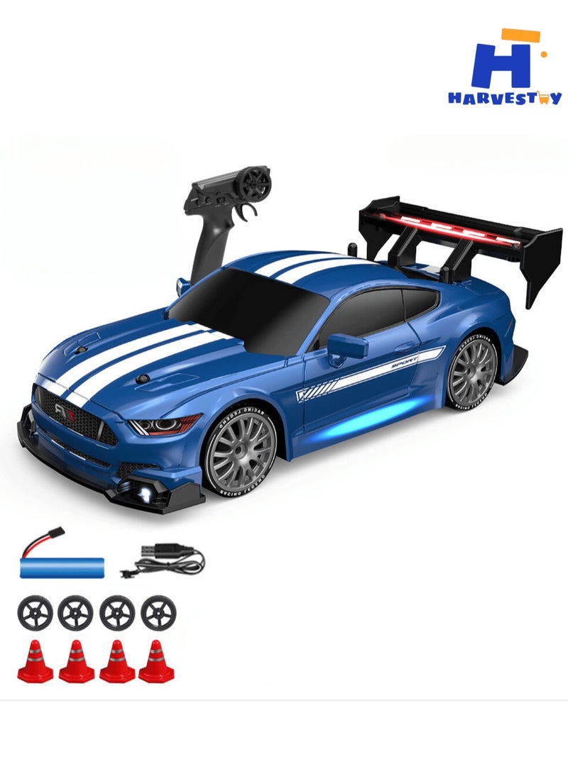 Harvestoy 1:24 Scale RC Drift Car, 30KM/H 4WD 2.4GHz Remote Control Cars with LED Light, Racing and 4 Drifting Wheels,  High Speed RC Racing Cars Toy Gift for Boys, Girls, Kids  - Image 1