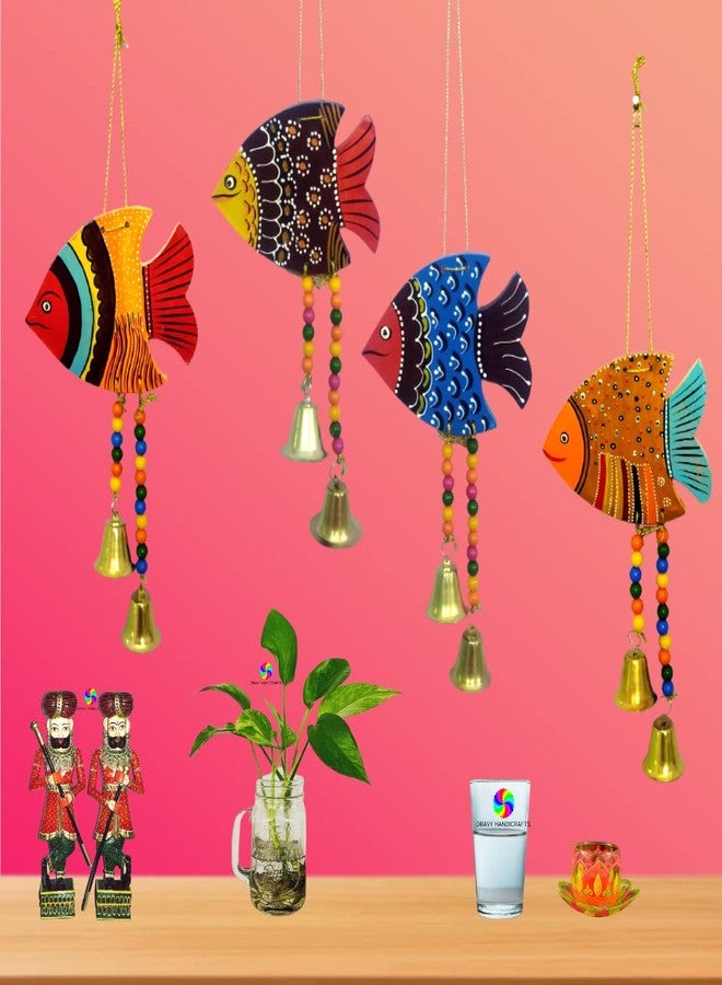 NOKHWAL Handmade Hanging Fish Hand Painted Fishes for Garden Main Door Balcony Wall Hanging Decoration Hanging Decorative Items for Room Office Wall Décor for Home (A) - Image 2