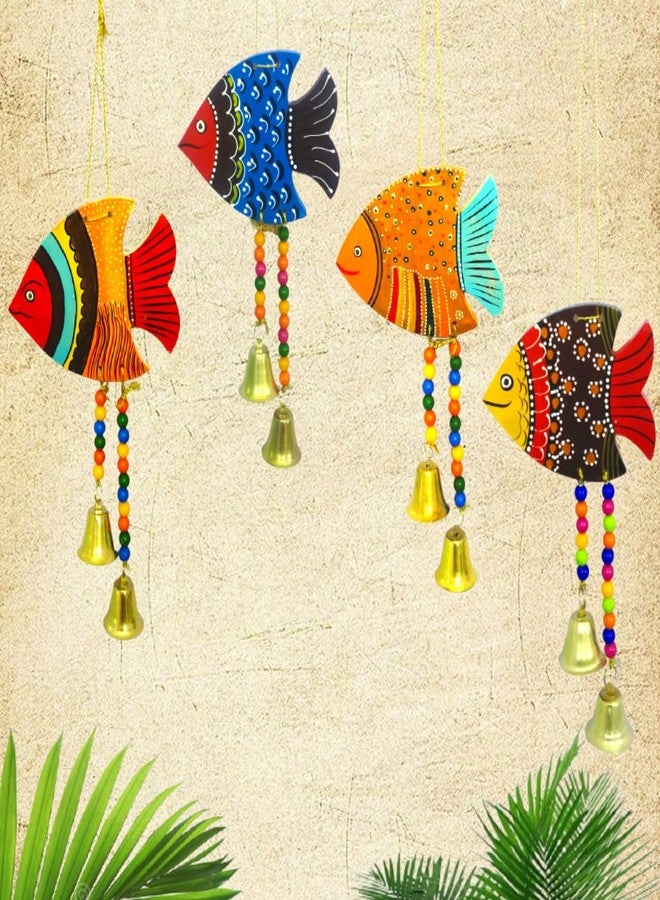 NOKHWAL Handmade Hanging Fish Hand Painted Fishes for Garden Main Door Balcony Wall Hanging Decoration Hanging Decorative Items for Room Office Wall Décor for Home (A) - Image 1