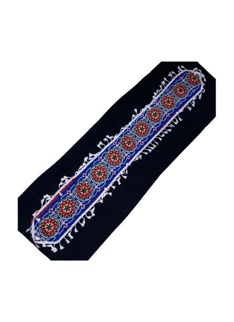 Table runner with Khayamiya design for Ramadan decoration – Black