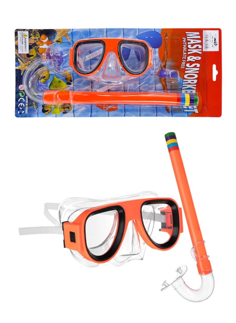 Diving and swimming mask set with snorkel for adults and children, featuring clear lenses and an adjustable, comfortable strap that helps reduce water leakage for a more enjoyable diving and exploration experience. - Image 2