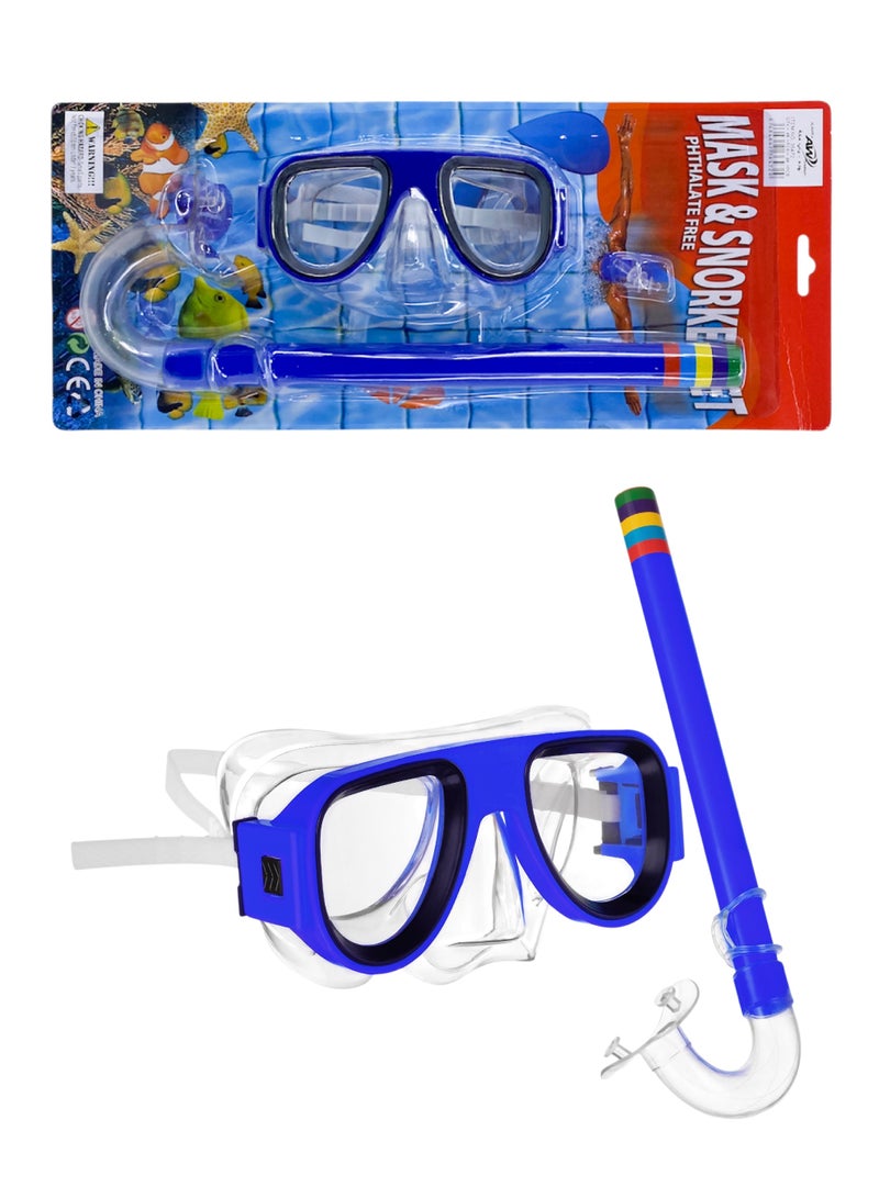 Diving and swimming mask set with snorkel for adults and children, featuring clear lenses and an adjustable, comfortable strap that helps reduce water leakage for a more enjoyable diving and exploration experience. - Image 3
