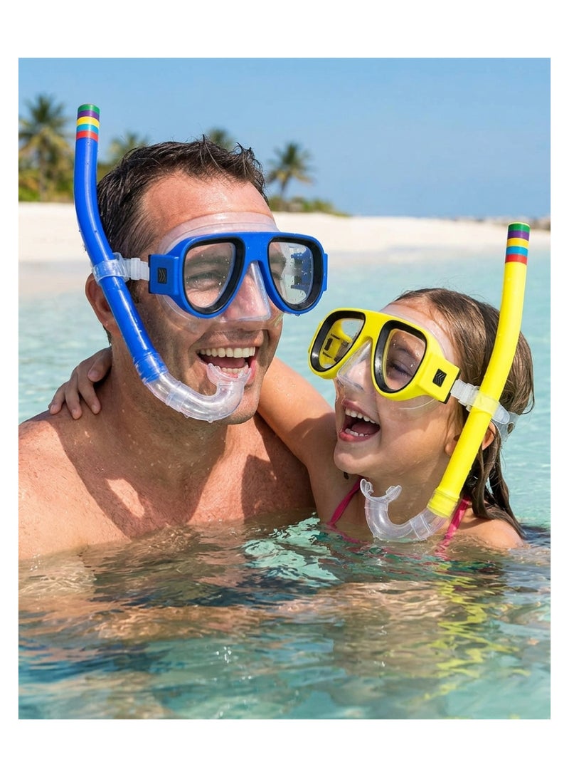 Diving and swimming mask set with snorkel for adults and children, featuring clear lenses and an adjustable, comfortable strap that helps reduce water leakage for a more enjoyable diving and exploration experience. - Image 5