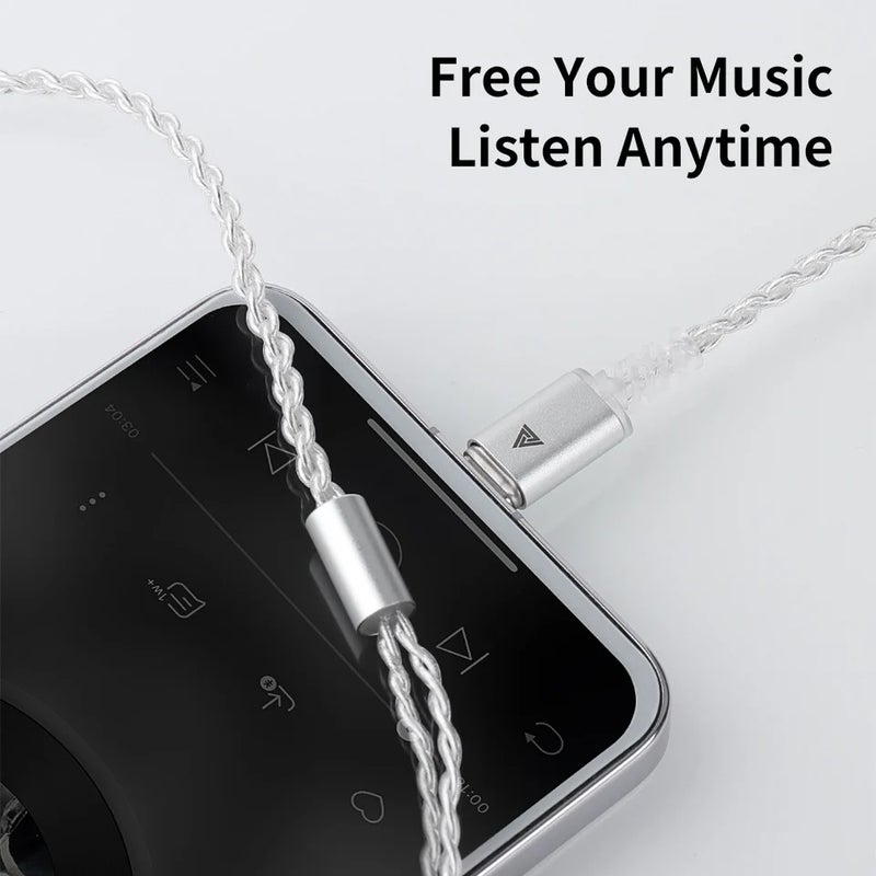 كيو كي زد كابل وموصل QKZ TC100 Earphone Cable Type-C 2PIN 0.75mm Wired Headphones Replacement Upgraded Wire For KZ ZSN ZSX PRO X ZS10 CCA TRN Headset, Black - Image 5