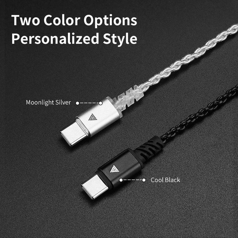 كيو كي زد كابل وموصل QKZ TC100 Earphone Cable Type-C 2PIN 0.75mm Wired Headphones Replacement Upgraded Wire For KZ ZSN ZSX PRO X ZS10 CCA TRN Headset, Black - Image 4