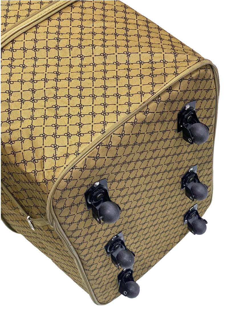 Foldable 6 Wheels Expandable Lightweight Duffel Bag 90 Cm Beige W111 - Image 3