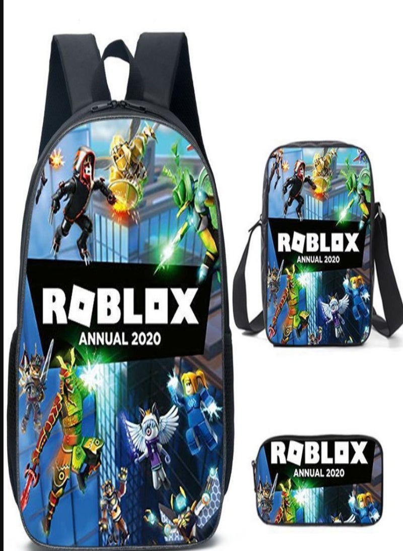 ROBLOX Children Backpack Schoolbag Teen Student School Book bag with Lunch Box Pen Case 3 in 1 for Kids