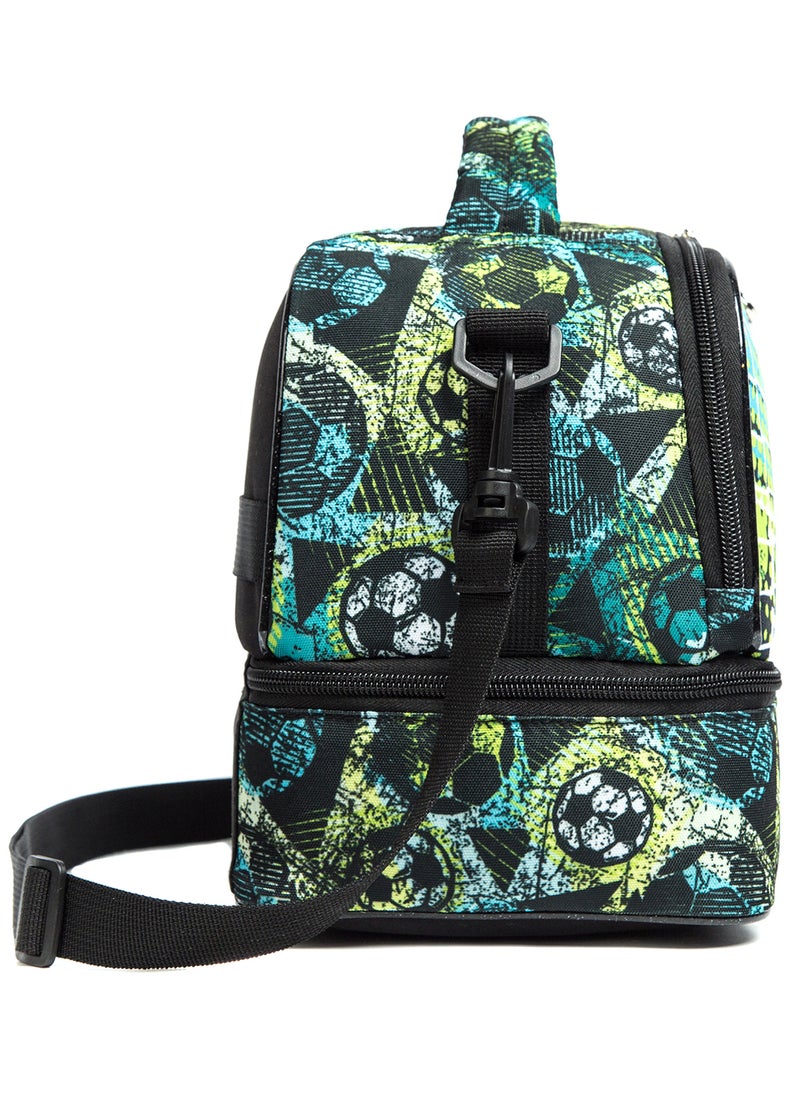Eazy Kids Bottle, Lunch Bag, Detachable And Adjustable Shoulder Strap - Football Green  - Image 4