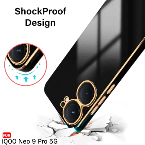 TheGiftKart Luxurious Golden-Plated Back Cover Case for iQOO Neo 9 Pro 5G | Raised Lips for Camera & Screen Protection | Shockproof Design | Stylish Back Cover Case for iQOO Neo9 Pro 5G (TPU, Black) - Image 4
