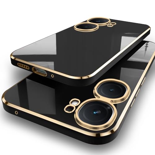TheGiftKart Luxurious Golden-Plated Back Cover Case for iQOO Neo 9 Pro 5G | Raised Lips for Camera & Screen Protection | Shockproof Design | Stylish Back Cover Case for iQOO Neo9 Pro 5G (TPU, Black) - Image 1