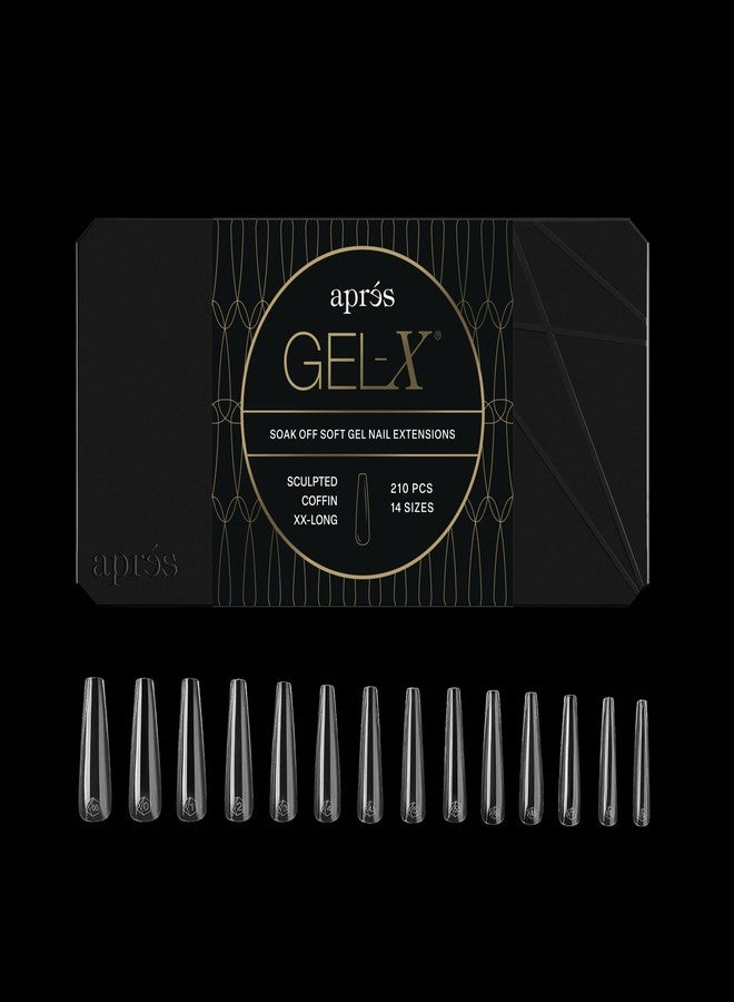 APRÉS Apres Gel-X® Coffin Box of Nail Tips | 280 Gel-X Tips, Soft Tips, 14 Sizes 00-9 | Half-sizes Included (Sculpted Coffin Extra Extra Long, 280 Count) - Image 1