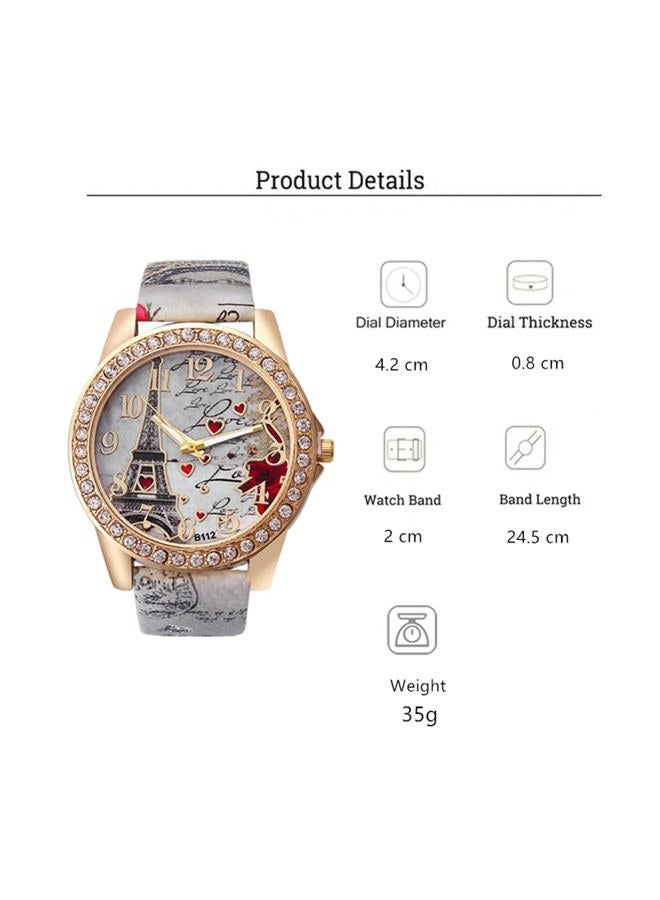 CdyBox Women Lady Eiffel Tower Pattern Leather Band Assorted Rhinestone Dress Watches (6 Pack) - Image 2