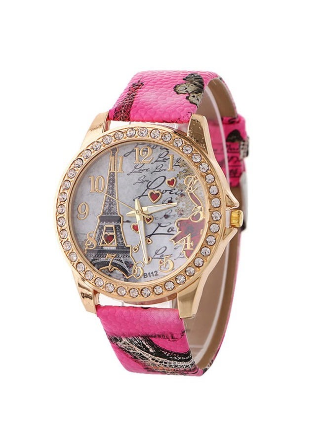 CdyBox Women Lady Eiffel Tower Pattern Leather Band Assorted Rhinestone Dress Watches (6 Pack) - Image 5