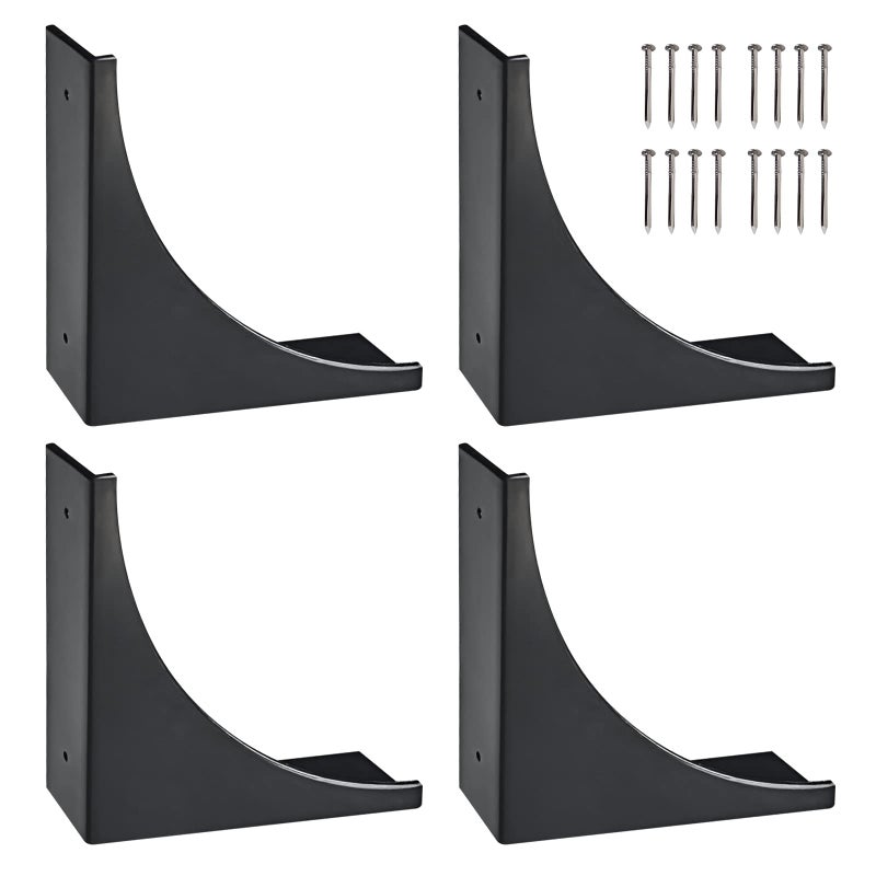 Eforlike 4 Piece Antique Metal Box Corner Protector Edge Safety Guard Cabinet Furniture Corner Metal Bumpers Black