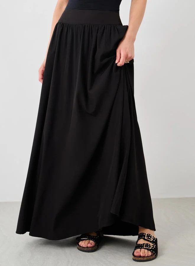 Take Two Take Two Solid Elasticated Waistband A-Line Maxi Skirts