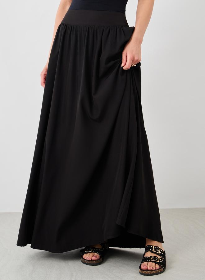 Take Two Take Two Solid Elasticated Waistband A-Line Maxi Skirts  - Image 3