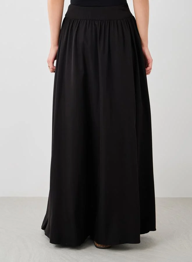 Take Two Take Two Solid Elasticated Waistband A-Line Maxi Skirts