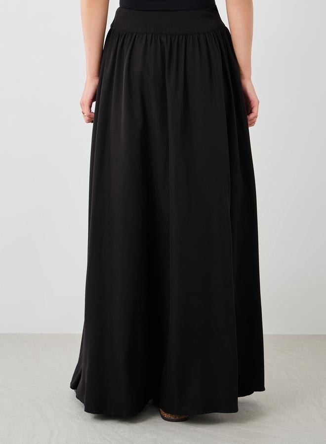 Take Two Take Two Solid Elasticated Waistband A-Line Maxi Skirts  - Image 5