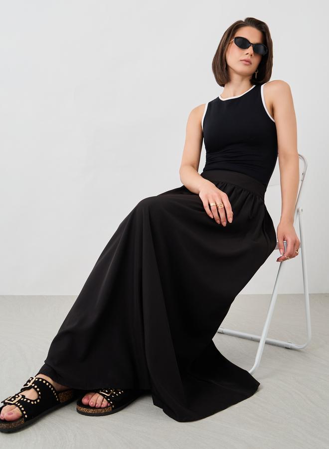 Take Two Take Two Solid Elasticated Waistband A-Line Maxi Skirts  - Image 1
